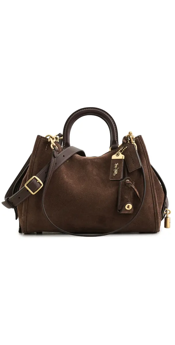 Coach Suede Rogue Shoulder Bag Dark Chocolate One Size | Image 1 Coach Suede Rogue Shoulder Bag Dark Chocolate One Size | Image 1