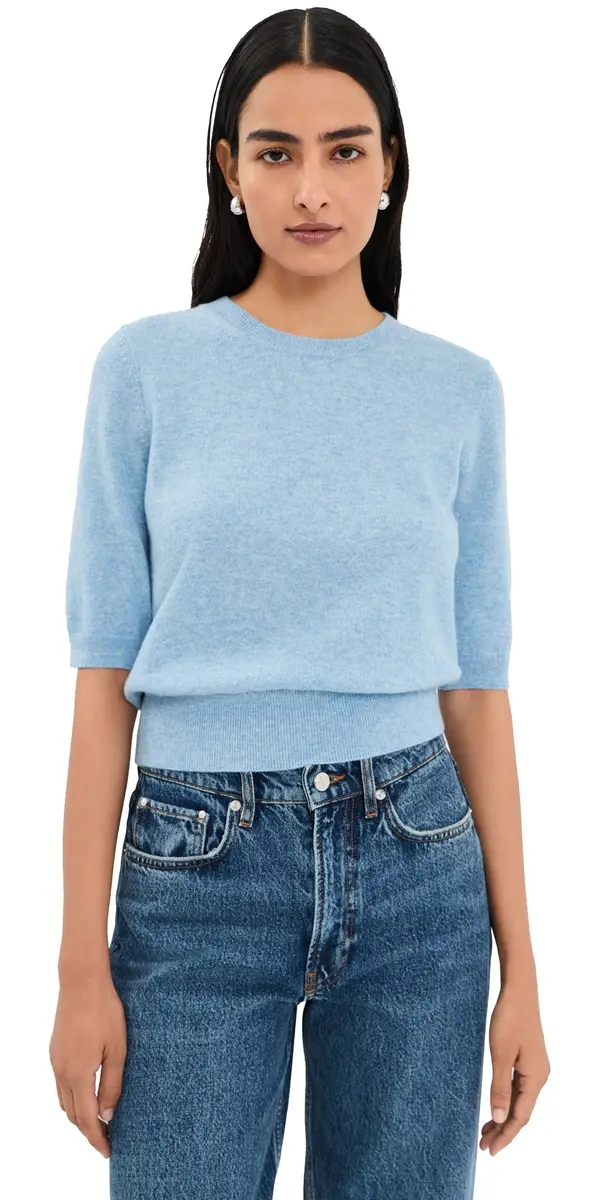 Veronica Beard hana Cashmere Sweater Pale Blue River Melange | Image 1 Veronica Beard hana Cashmere Sweater Pale Blue River Melange | Image 1