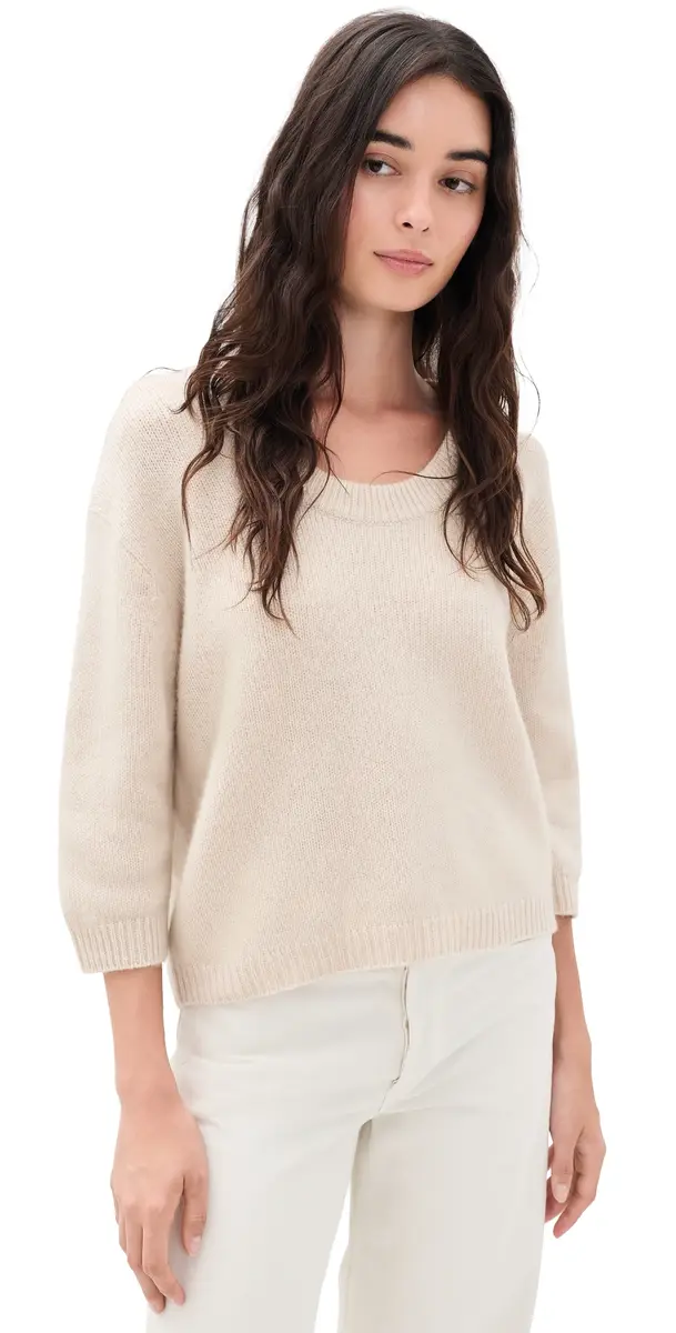 White + Warren Featherweight Cashmere coop Tee Natural Heather | Image 1 White + Warren Featherweight Cashmere coop Tee Natural Heather | Image 1