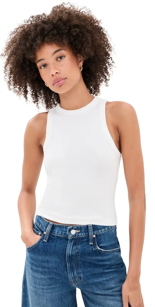 Marine Layer exi Rib Sun-In Crop Tank Top White | Image 1 Marine Layer exi Rib Sun-In Crop Tank Top White | Image 1