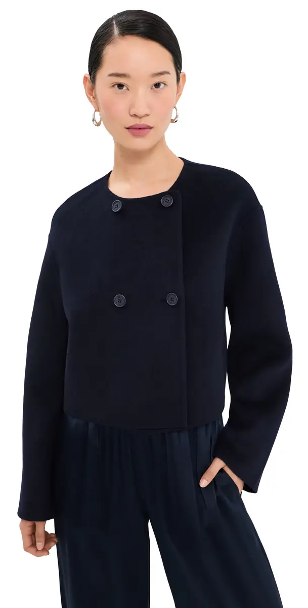 Sablyn Floren Cropped Double Breasted Jacket idnight Navy | Image 1 Sablyn Floren Cropped Double Breasted Jacket idnight Navy | Image 1