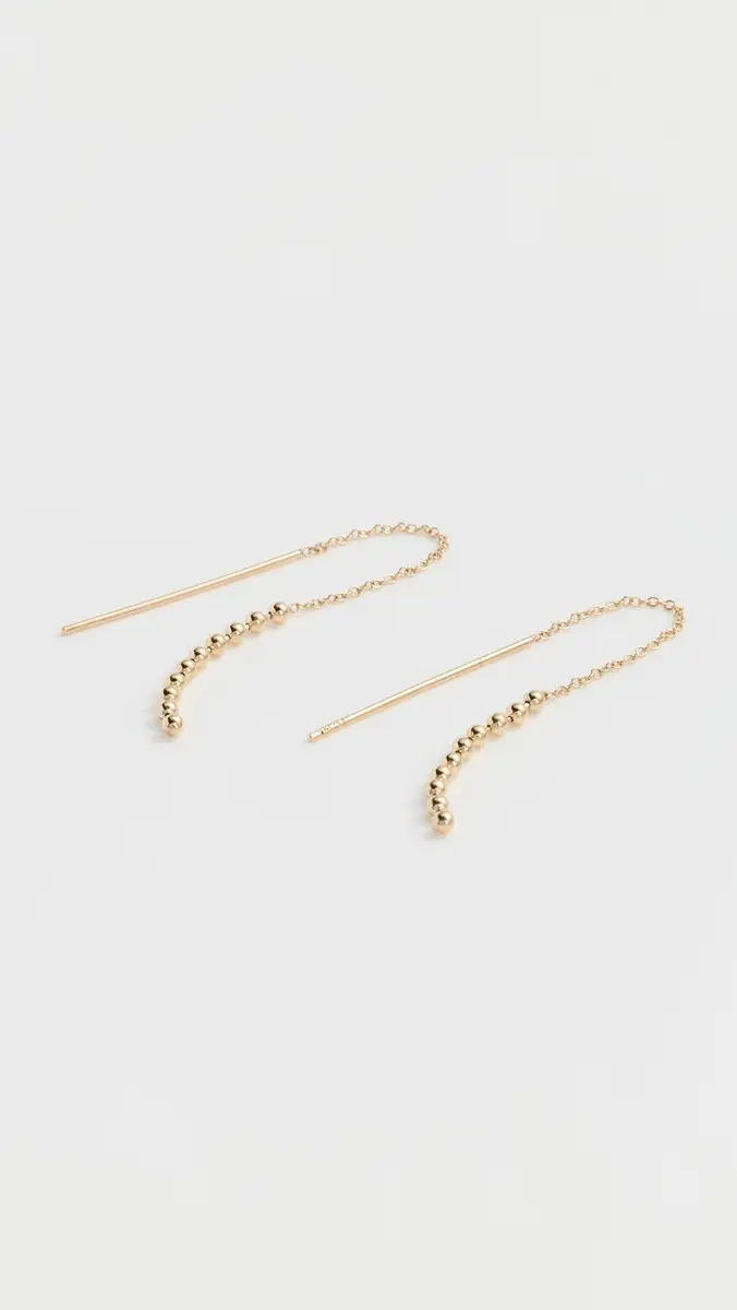 Zoë Chicco 14k Gold Beaded Chain Threader Earrings | Thumbnail 4