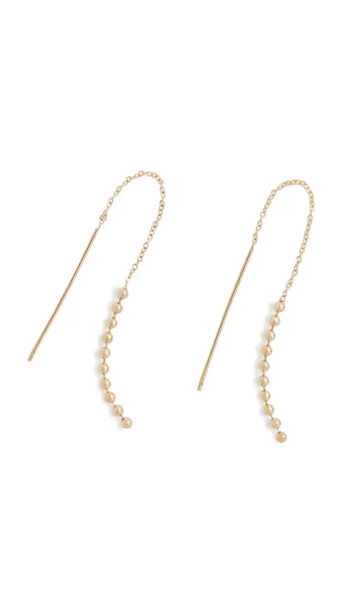 Zoë Chicco 14k Gold Beaded Chain Threader Earrings | Thumbnail 6