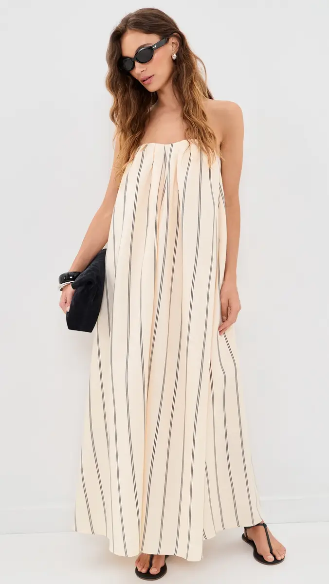 English Factory Strapless Pintuck Striped Maxi Dress | Thumbnail 2
