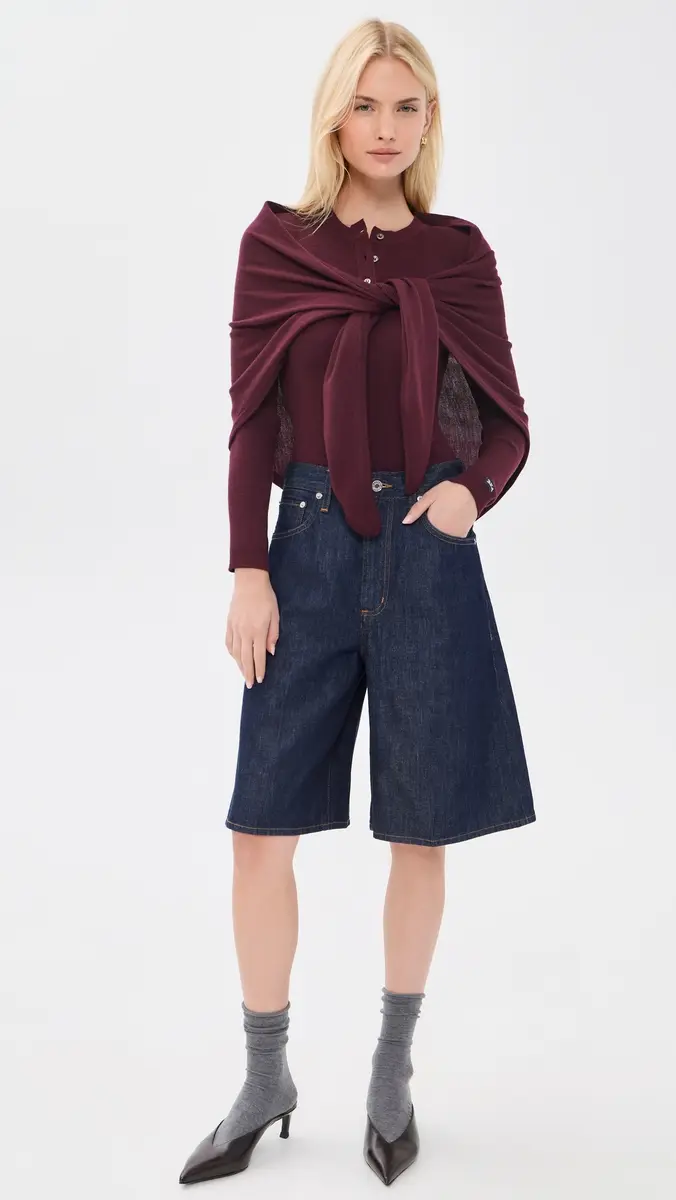 Sea Jane Henley Sweater With Scarf Burgundy | Thumbnail 5 Sea Jane Henley Sweater With Scarf Burgundy | Thumbnail 5