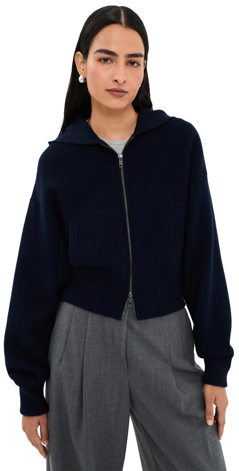 Lilia Hooded Zip Cashmere Cardigan