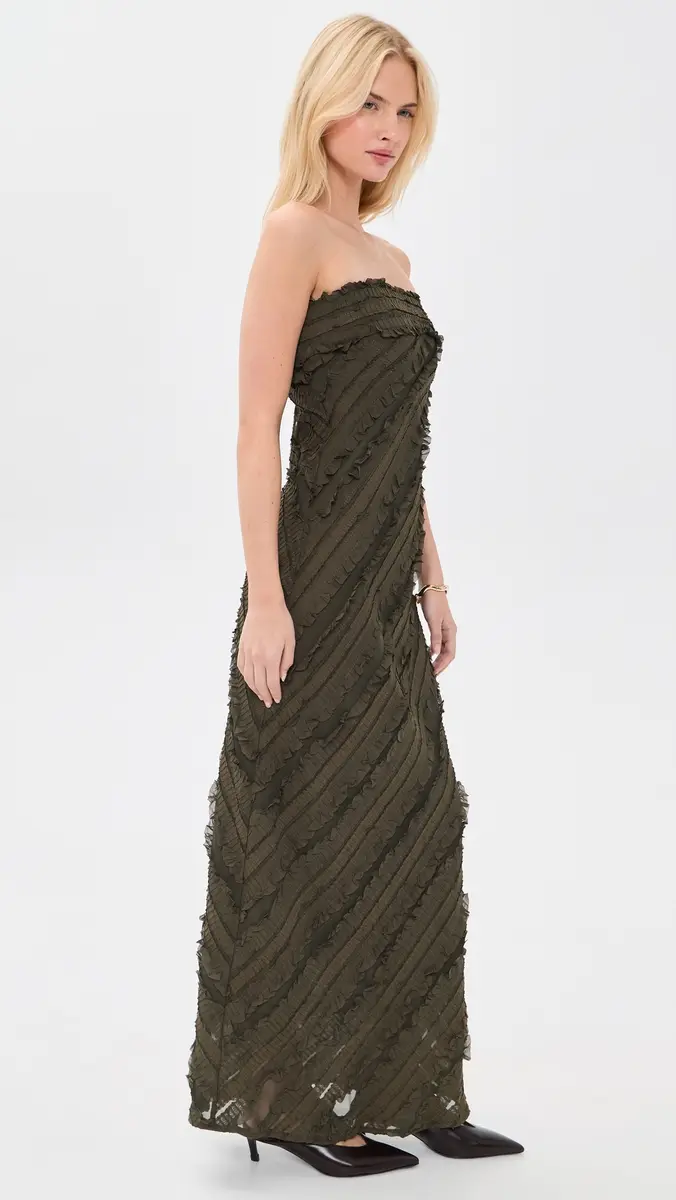 endless rose Strapless Ruffled Maxi Dress | Thumbnail 4