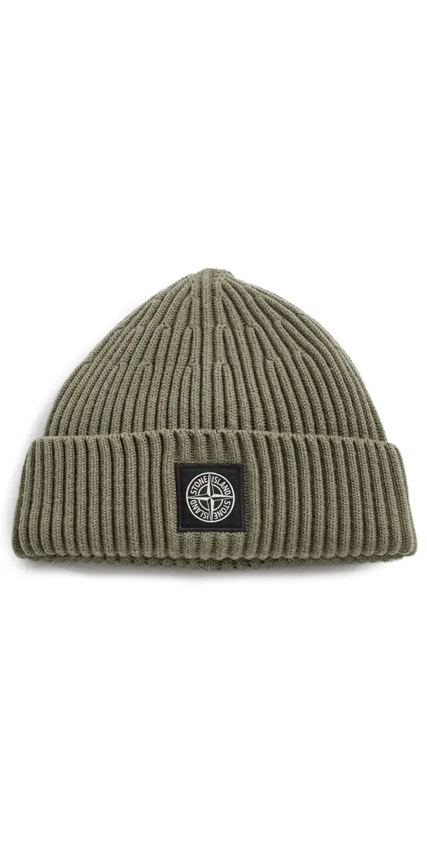 Stone Island Rib Knit Beanie | Image 1 Stone Island Rib Knit Beanie | Image 1