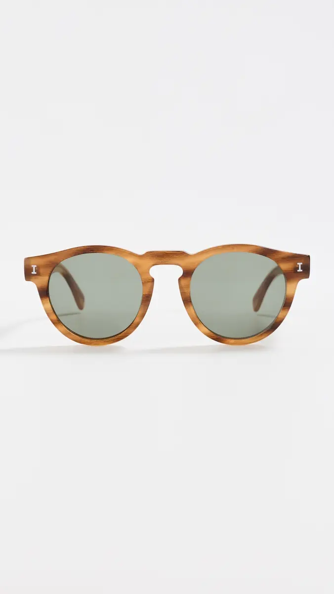 illesteva Leonard Sunglasses Teak w/ Olive Lenses One Size | Thumbnail 2
