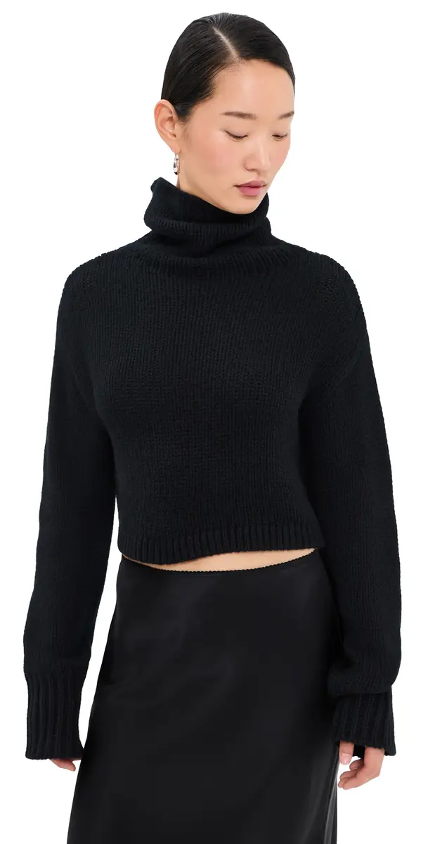 Sablyn Cropped Cashmere Turtleneck Sweater Black | Image 1 Sablyn Cropped Cashmere Turtleneck Sweater Black | Image 1