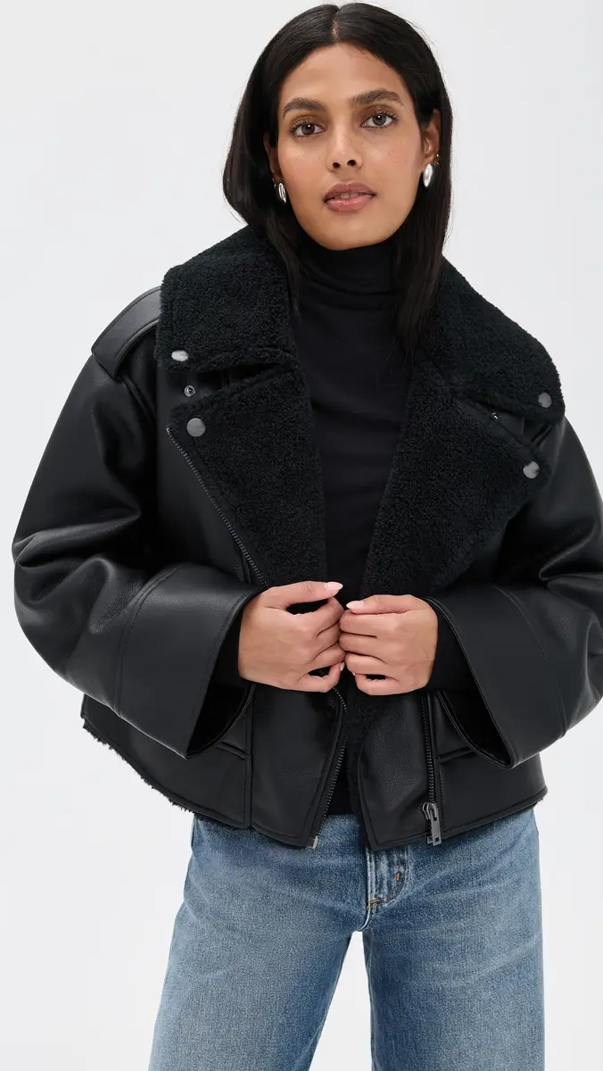 UGG Finnian Luxefluff Faux Leather Moto Jacket | Thumbnail 2 UGG Finnian Luxefluff Faux Leather Moto Jacket | Thumbnail 2