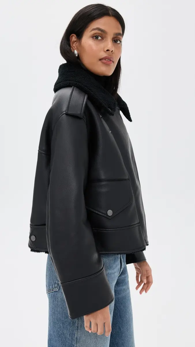 UGG Finnian Luxefluff Faux Leather Moto Jacket | Thumbnail 4 UGG Finnian Luxefluff Faux Leather Moto Jacket | Thumbnail 4
