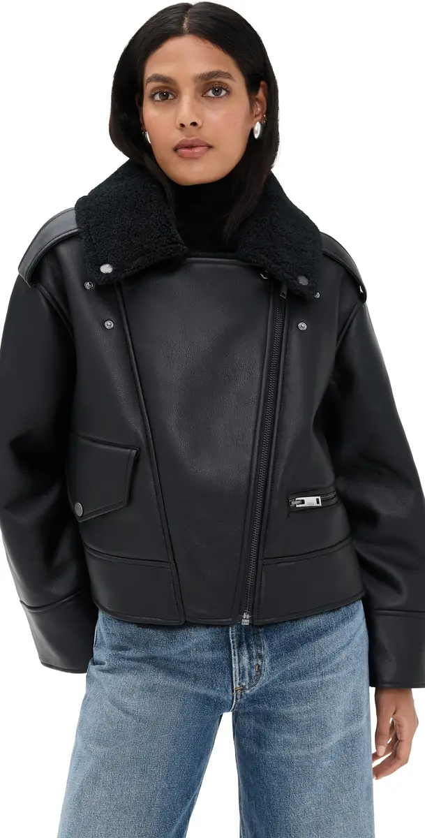 UGG Finnian uxefluff Faux eather Moto Jacket Black | Image 1 UGG Finnian uxefluff Faux eather Moto Jacket Black | Image 1