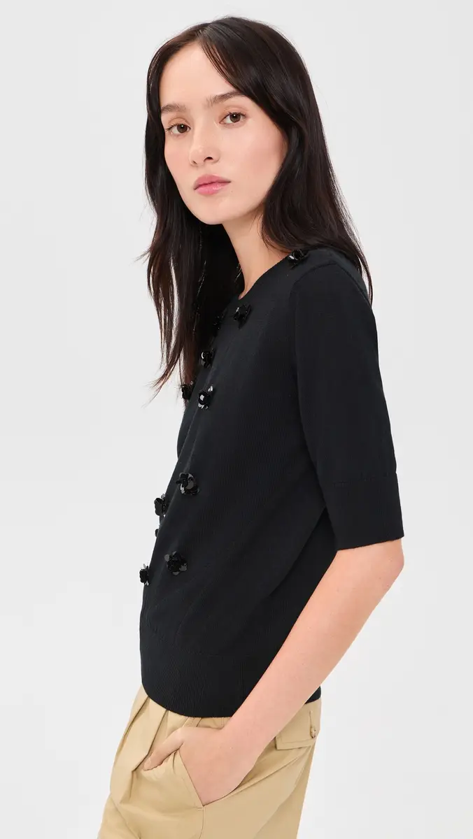 MEIMEIJ Lana Floral Paillettes Wool Top | Thumbnail 4