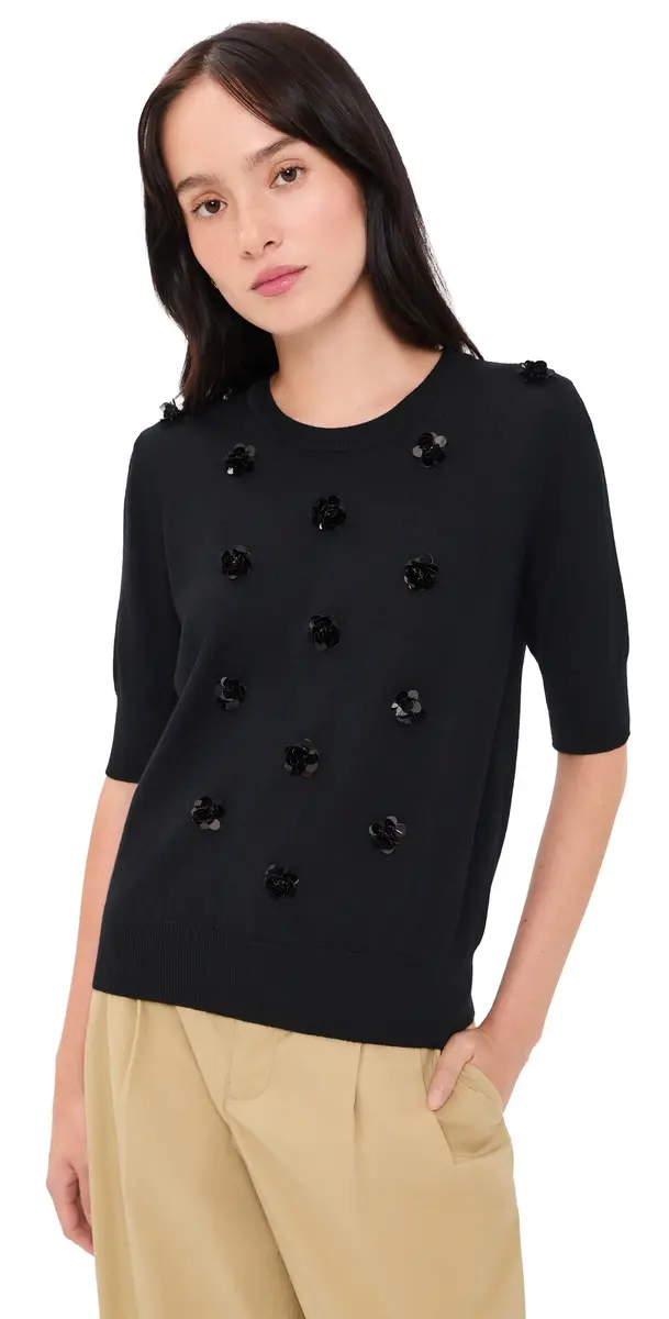 MEIMEIJ Lana Floral Paillettes Wool Top | Image 1 MEIMEIJ Lana Floral Paillettes Wool Top | Image 1