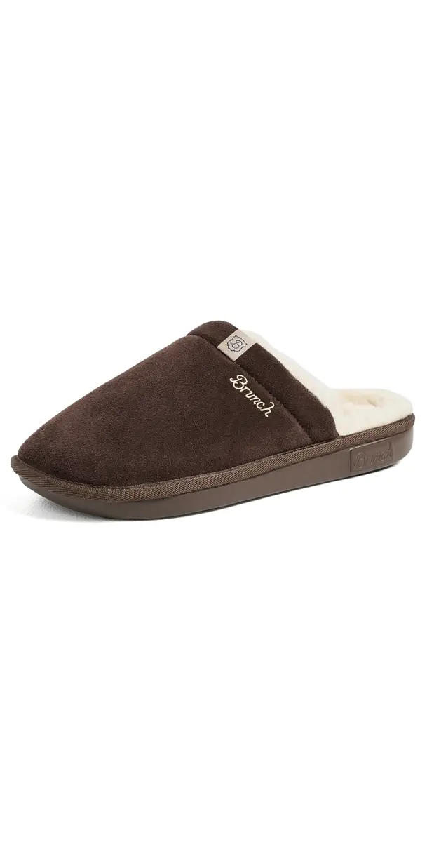 Brunch Essential Suede Shearling Slippers Brown | Image 1 Brunch Essential Suede Shearling Slippers Brown | Image 1
