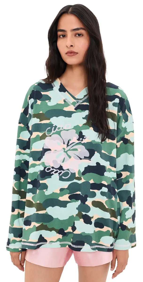 Ciao Ciao Vacation Camo Hibiscus peedway Tee Green Camo | Image 1 Ciao Ciao Vacation Camo Hibiscus peedway Tee Green Camo | Image 1