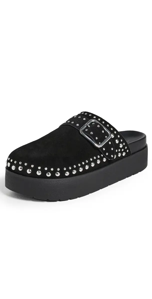 Free People Cayatana Suede Studded Mules Black Suede | Image 1 Free People Cayatana Suede Studded Mules Black Suede | Image 1