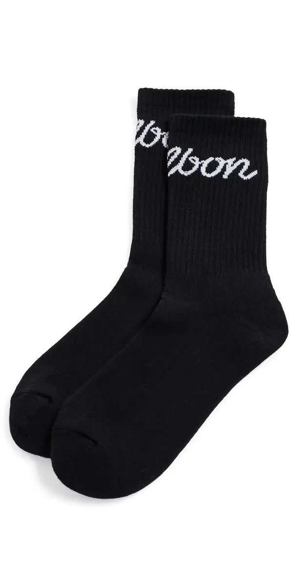 Malbon Bon Script Crew Socks Black One Size | Image 1 Malbon Bon Script Crew Socks Black One Size | Image 1