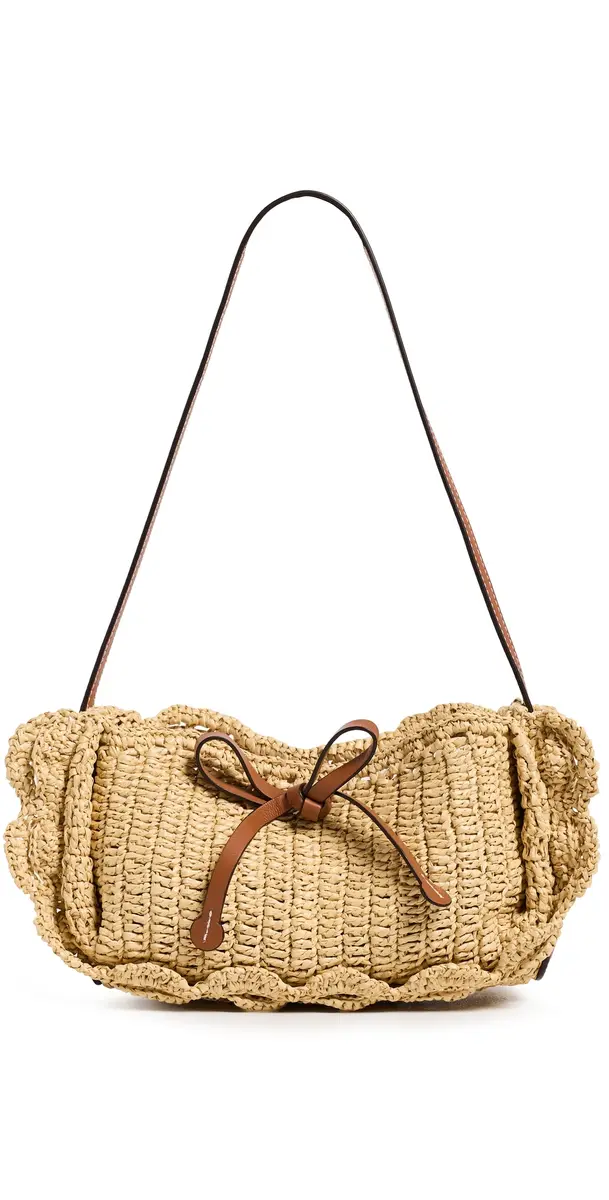 Ulla Johnson Marina Raffia Scallop Shoulder Bag Natural One Size | Image 1 Ulla Johnson Marina Raffia Scallop Shoulder Bag Natural One Size | Image 1
