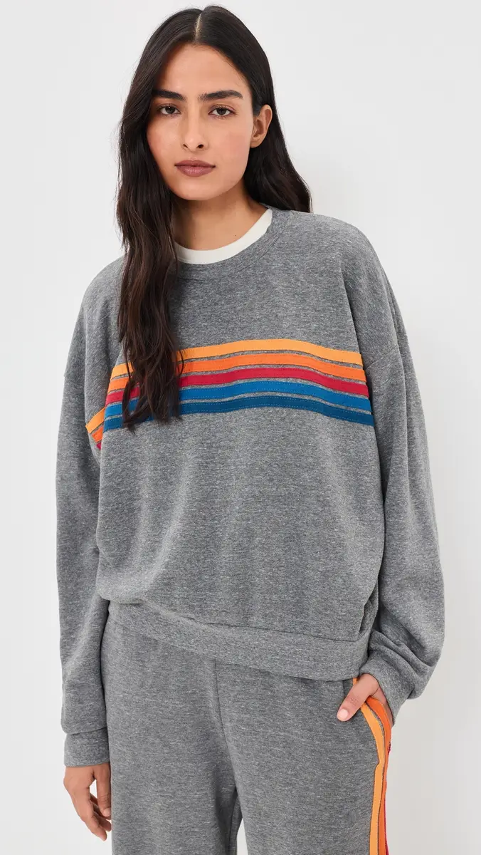 Aviator Nation 5 Stripe Relaxed Crew Sweatshirt | Thumbnail 2