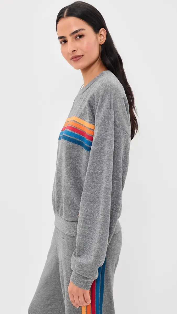 Aviator Nation 5 Stripe Relaxed Crew Sweatshirt | Thumbnail 4