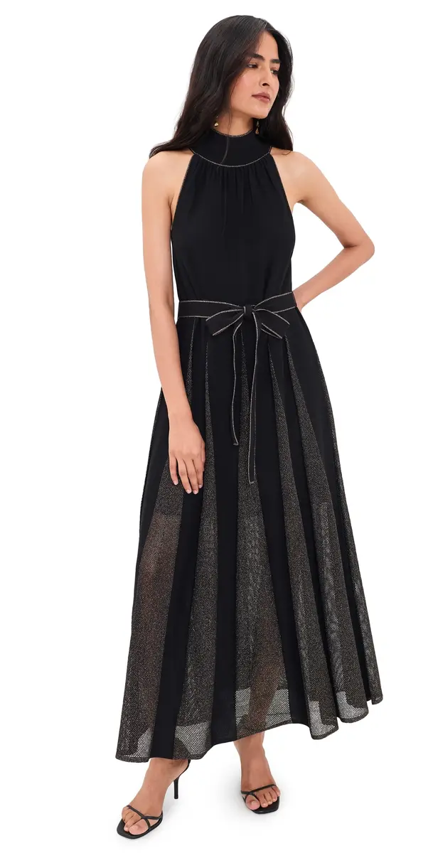 Zimmermann Valiant Metallic Halter Dress Black/Gold | Image 1 Zimmermann Valiant Metallic Halter Dress Black/Gold | Image 1
