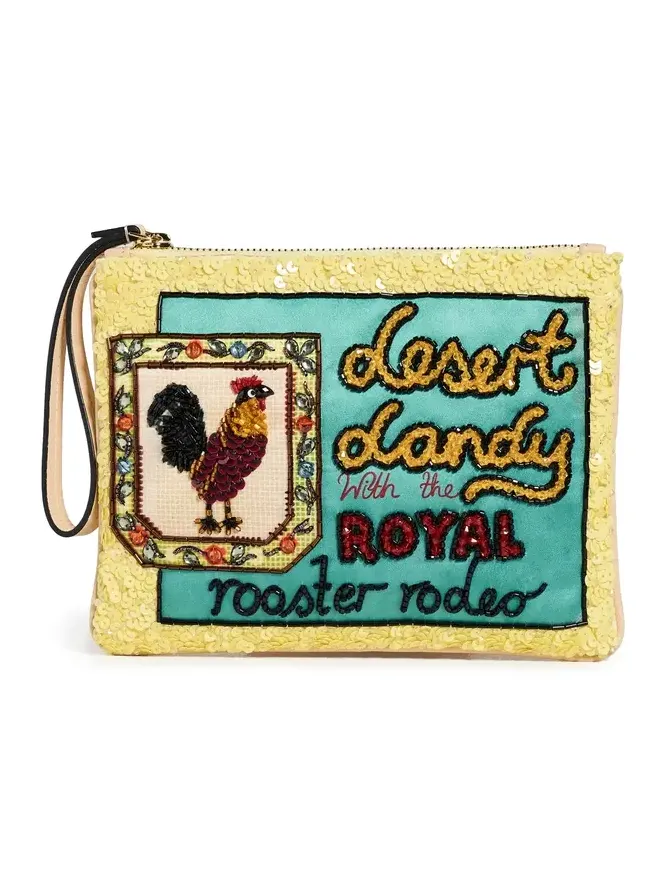 Ace Rooster Embellished Clutch