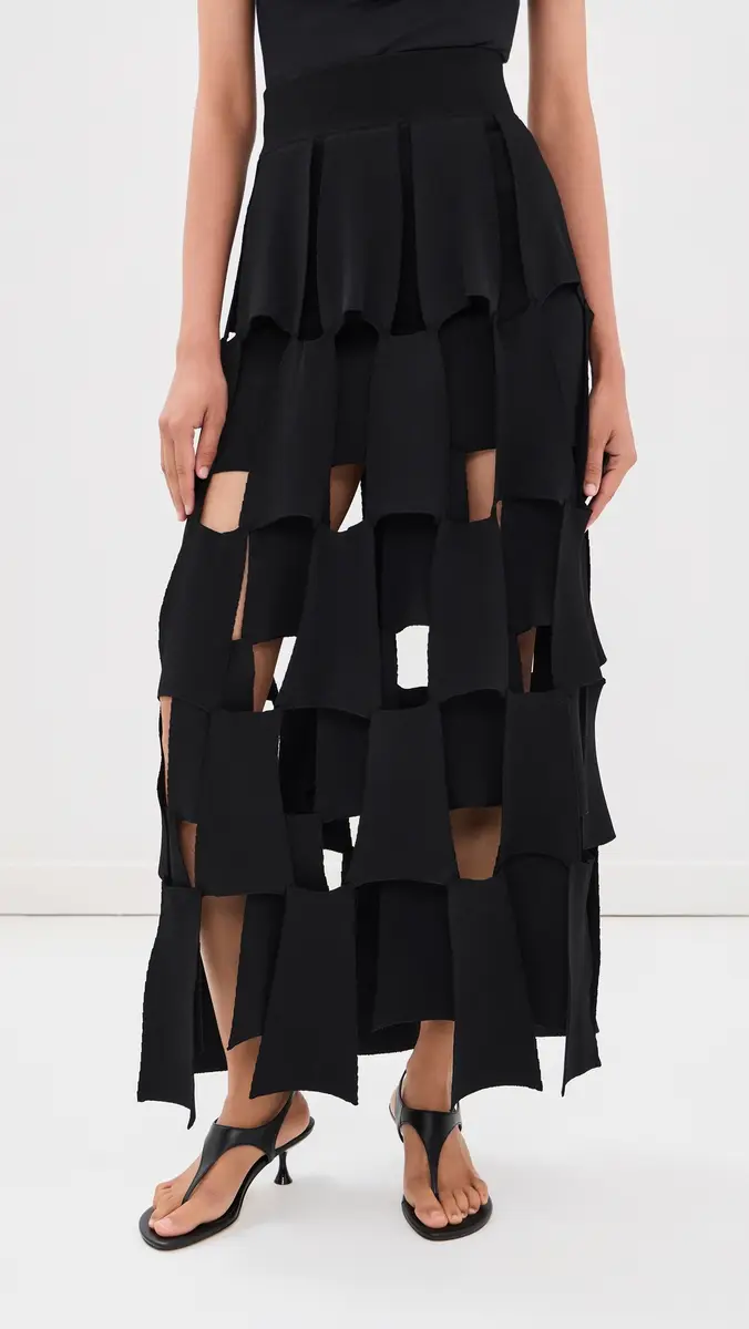A.W.A.K.E. MODE A. W.A. K.E. MODE Knitted Multi Trapeze Skirt | Thumbnail 2 A.W.A.K.E. MODE A. W.A. K.E. MODE Knitted Multi Trapeze Skirt | Thumbnail 2