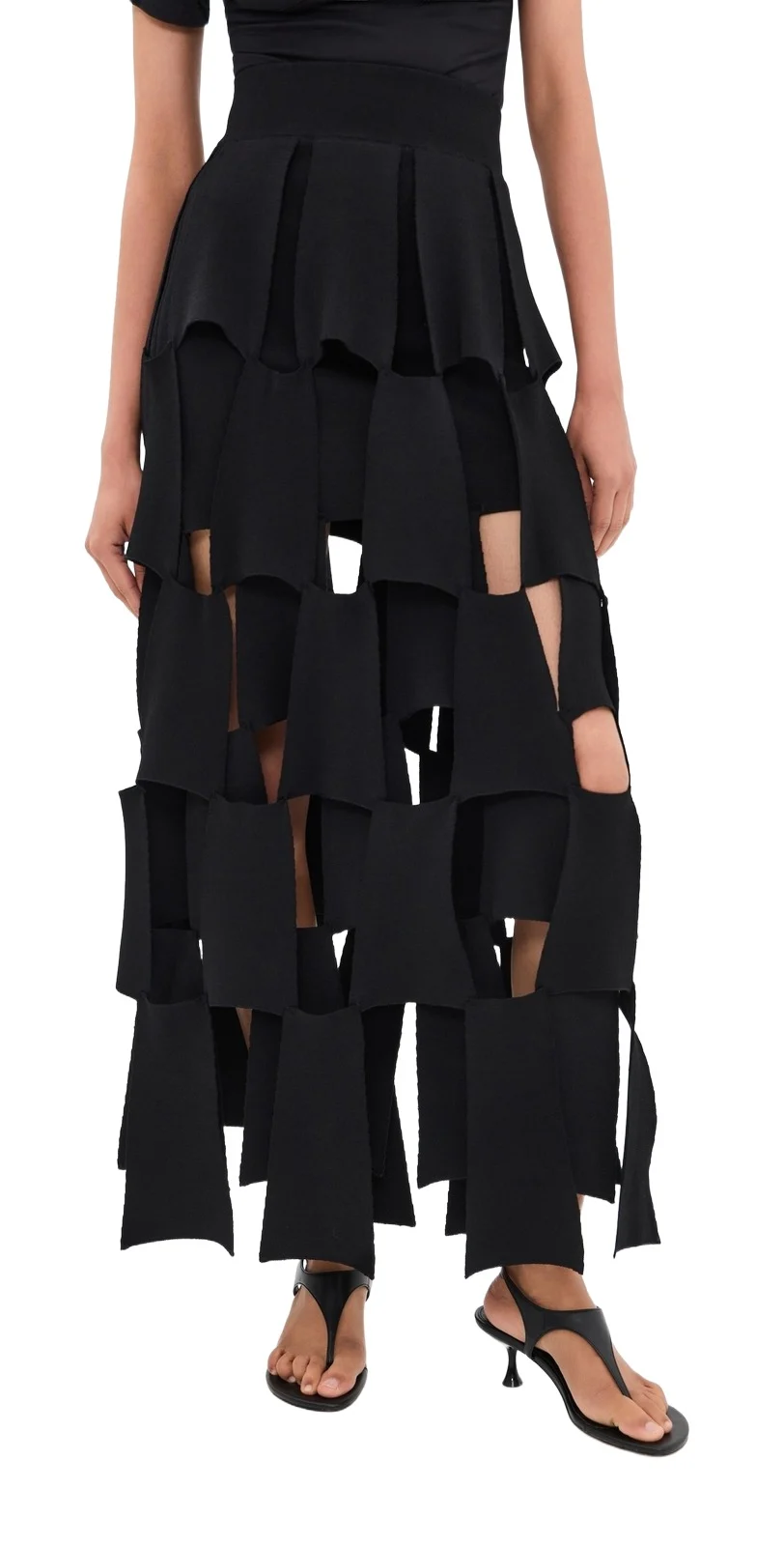 A. W.A. K.E. MODE Knitted Multi Trapeze Skirt