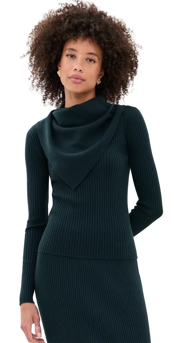 Zimmermann Valiant Scarf Pullover Bottle Green | Image 1 Zimmermann Valiant Scarf Pullover Bottle Green | Image 1