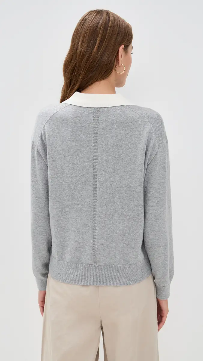 Alex Mill Angelina Polo Sweater In Cotton Cashmere Grey Flannel | Thumbnail 3 Alex Mill Angelina Polo Sweater In Cotton Cashmere Grey Flannel | Thumbnail 3