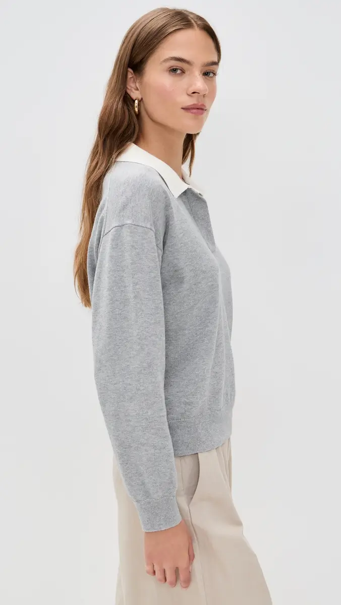 Alex Mill Angelina Polo Sweater In Cotton Cashmere Grey Flannel | Thumbnail 4 Alex Mill Angelina Polo Sweater In Cotton Cashmere Grey Flannel | Thumbnail 4
