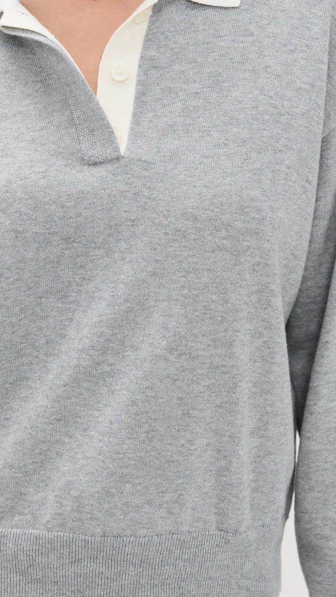 Alex Mill Angelina Polo Sweater In Cotton Cashmere Grey Flannel | Thumbnail 6 Alex Mill Angelina Polo Sweater In Cotton Cashmere Grey Flannel | Thumbnail 6
