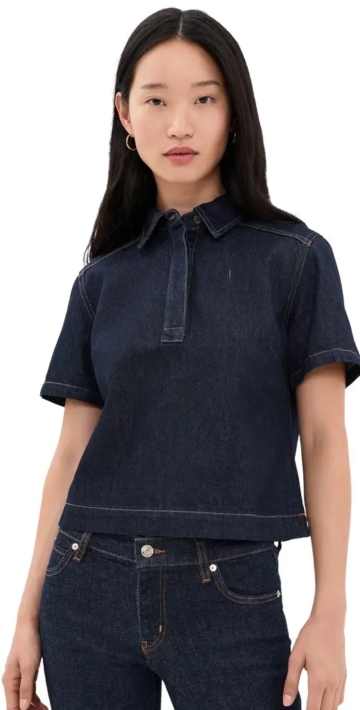 Madewell Denim Boxy Polo Shirt Rinse Wash | Image 1 Madewell Denim Boxy Polo Shirt Rinse Wash | Image 1