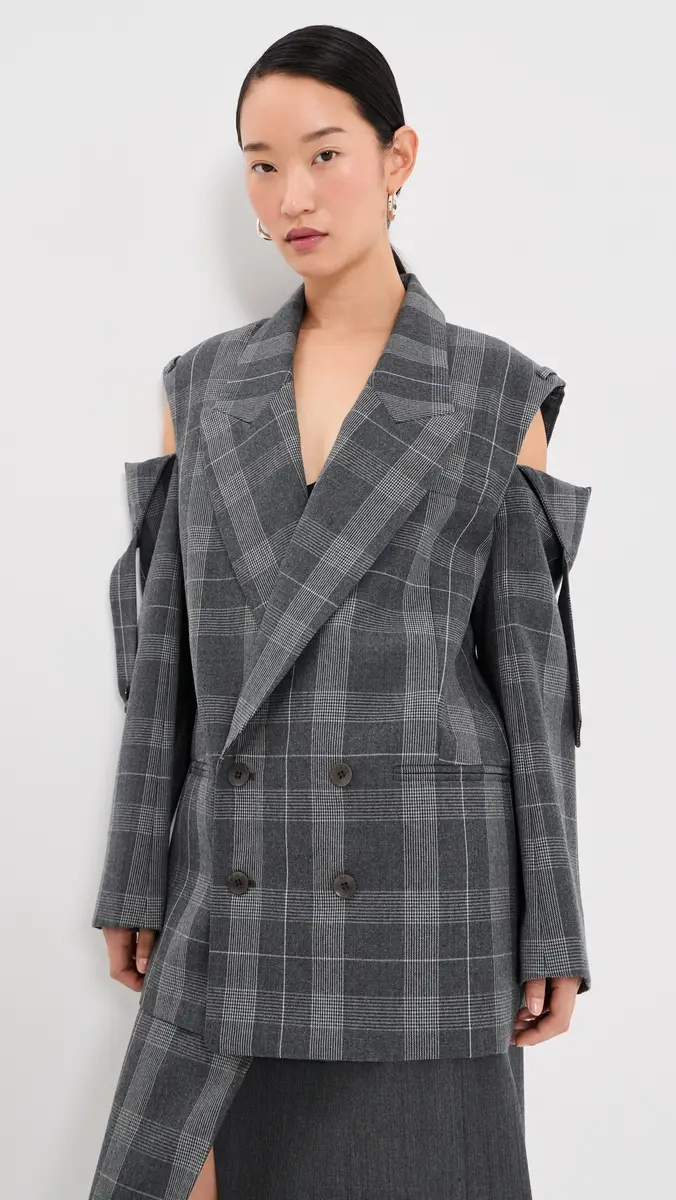 Tibi Papery Wool Easy Mens Plaid Blazer | Thumbnail 3 Tibi Papery Wool Easy Mens Plaid Blazer | Thumbnail 3