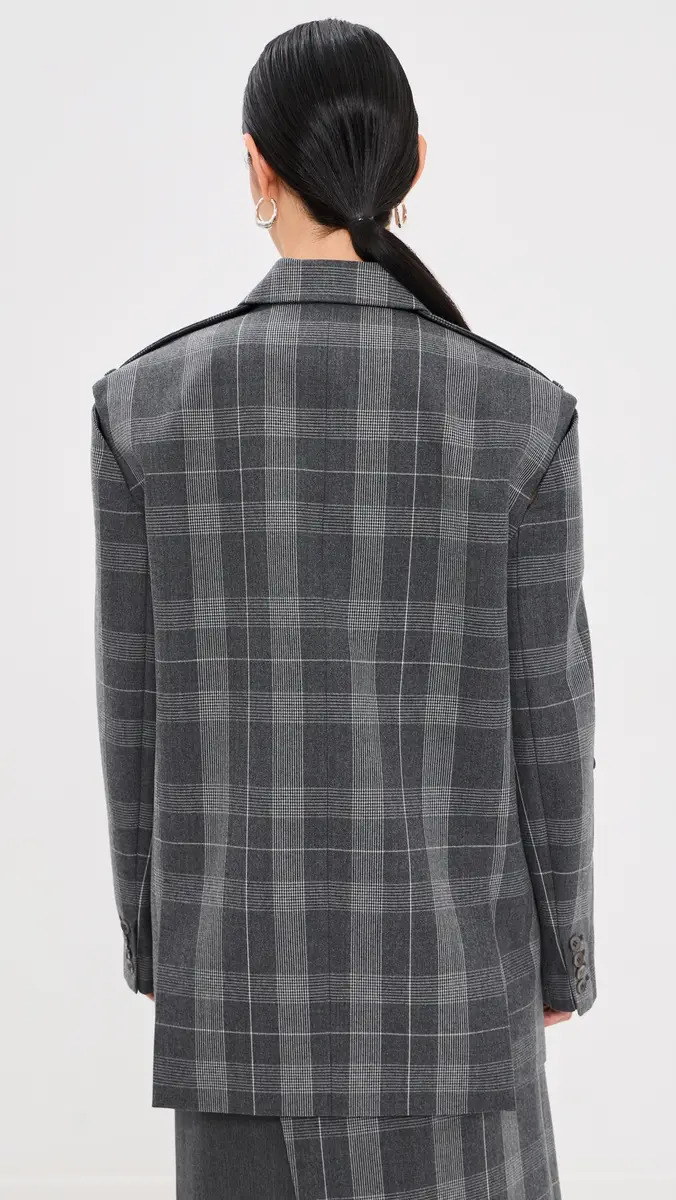 Tibi Papery Wool Easy Mens Plaid Blazer | Thumbnail 4 Tibi Papery Wool Easy Mens Plaid Blazer | Thumbnail 4