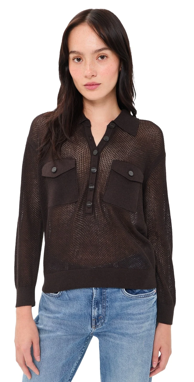 L'Agence Carine Pointelle Collared Sweater