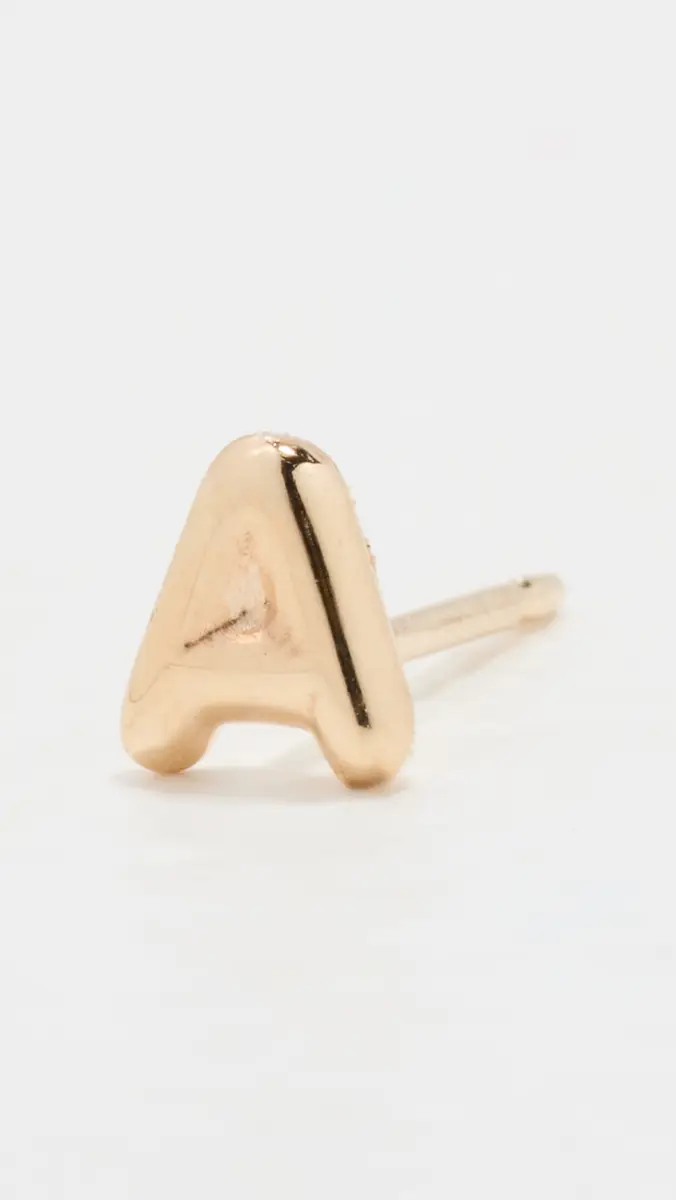 Ariel Gordon Jewelry 14k Gold Mini Helium Initial Stud Earring | Thumbnail 4