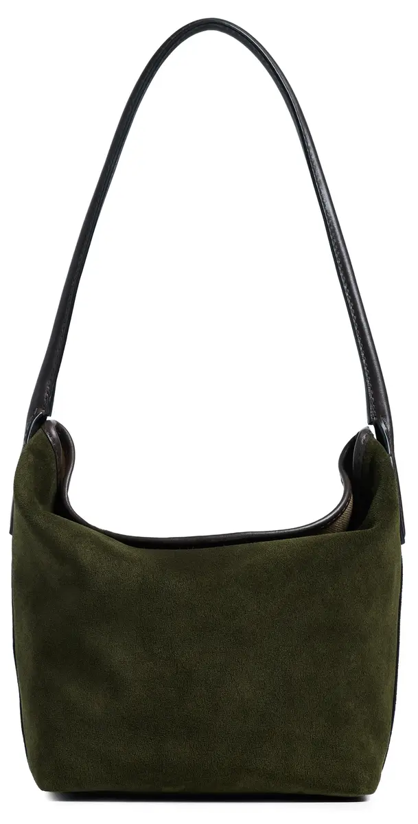 Madewell Suede Port Lid Shoulder Bag Dried Olive Multi One Size | Image 1 Madewell Suede Port Lid Shoulder Bag Dried Olive Multi One Size | Image 1