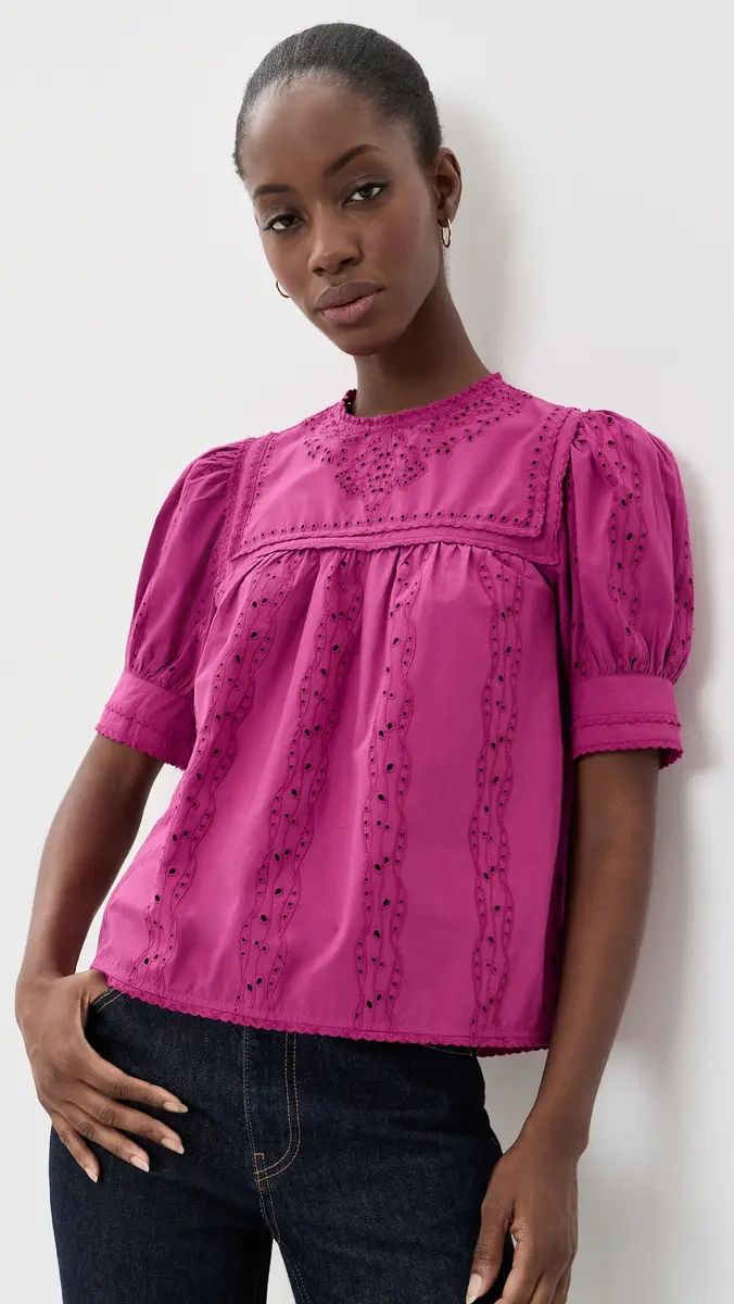 Ulla Johnson Una Short Sleeve Cotton Top | Thumbnail 2
