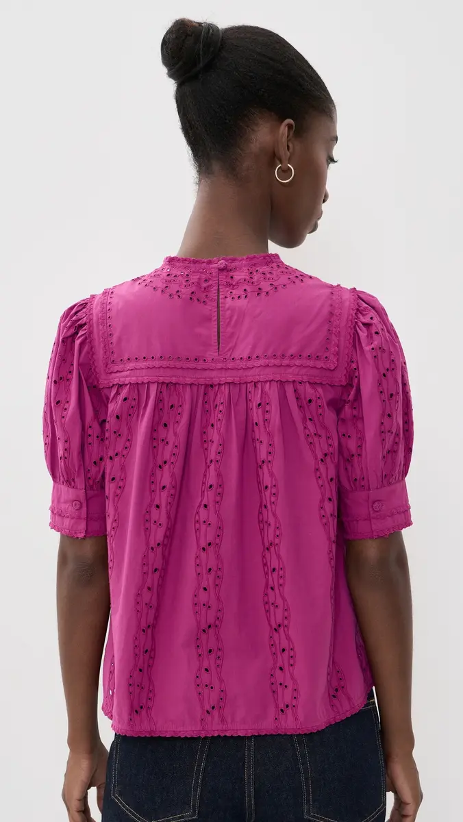 Ulla Johnson Una Short Sleeve Cotton Top | Thumbnail 3
