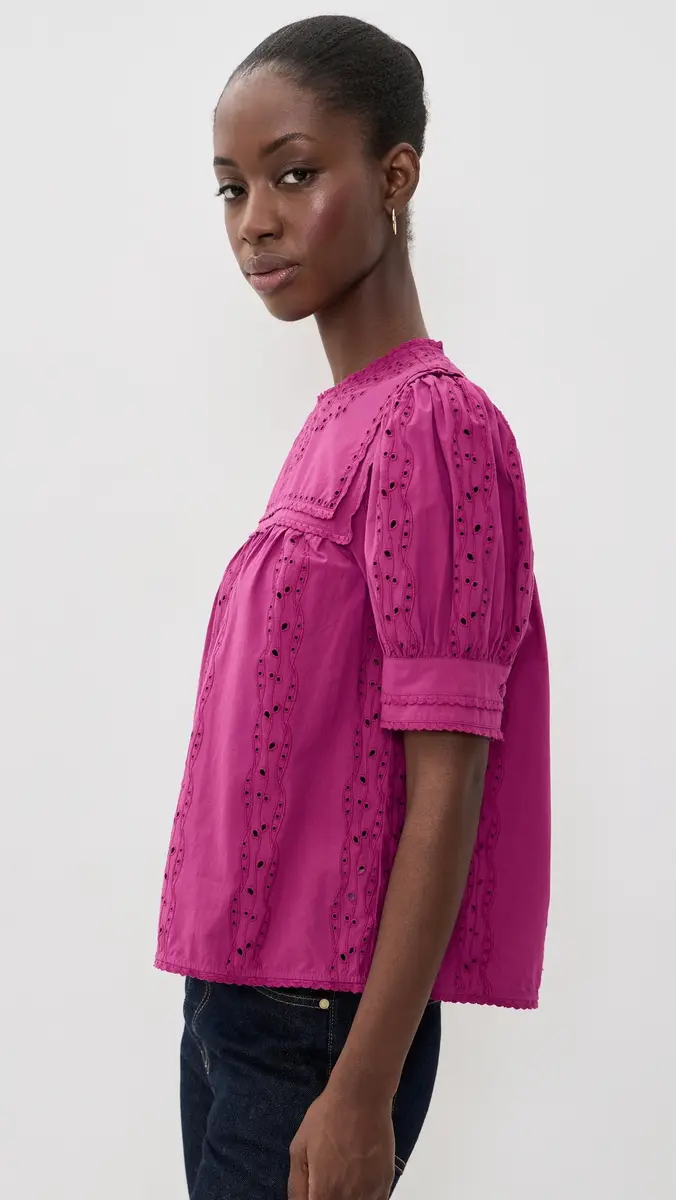 Ulla Johnson Una Short Sleeve Cotton Top | Thumbnail 4