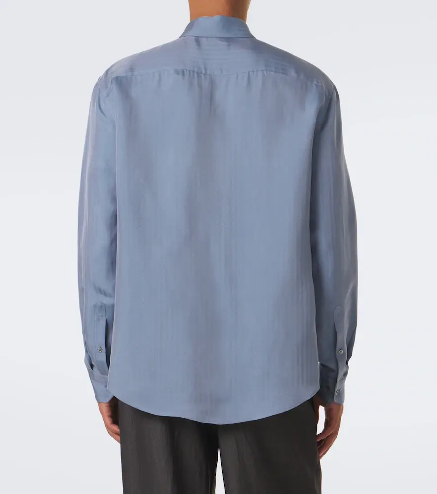Giorgio Armani Chevron silk jacquard shirt | Thumbnail 4 Giorgio Armani Chevron silk jacquard shirt | Thumbnail 4