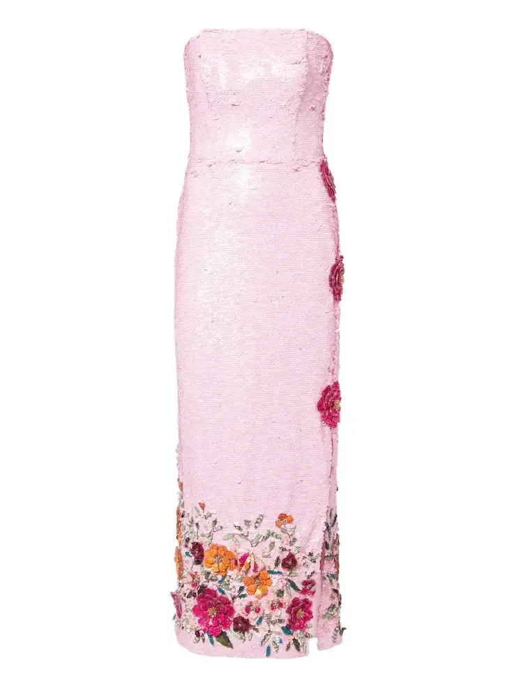 Harlee floral-appliqué sequined cocktail dress Harlee floral-appliqué sequined cocktail dress