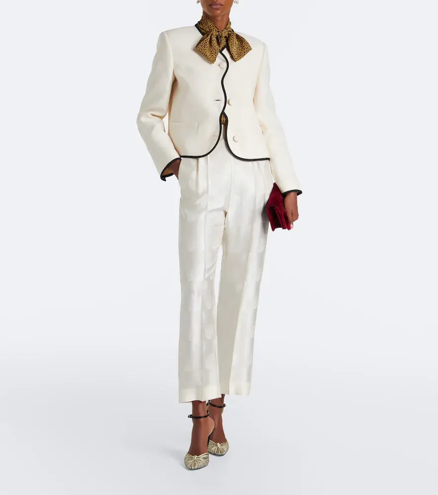 Valentino Garavani Polka-dot silk jacquard slim pants | Thumbnail 6 Valentino Garavani Polka-dot silk jacquard slim pants | Thumbnail 6