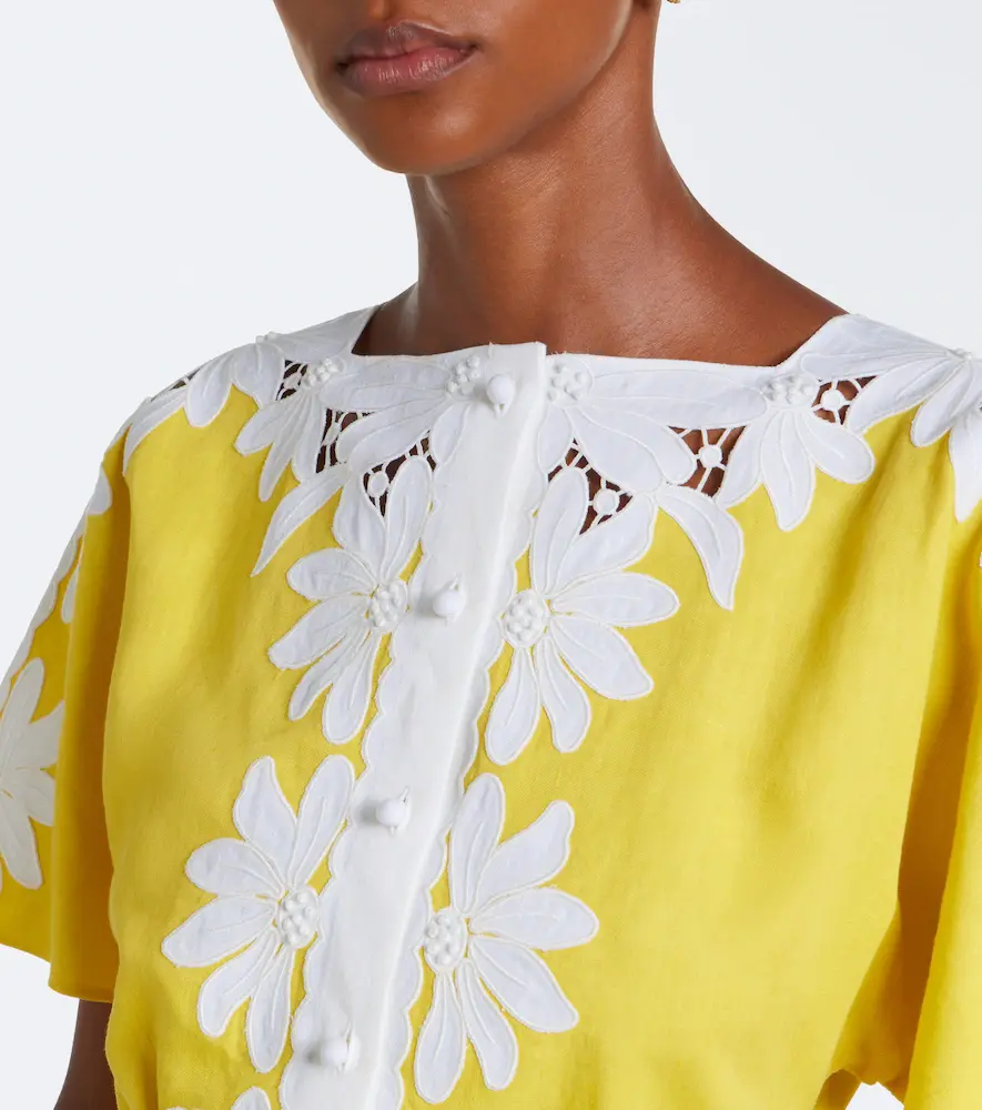Valentino Garavani Embroidered linen midi dress | Thumbnail 4 Valentino Garavani Embroidered linen midi dress | Thumbnail 4