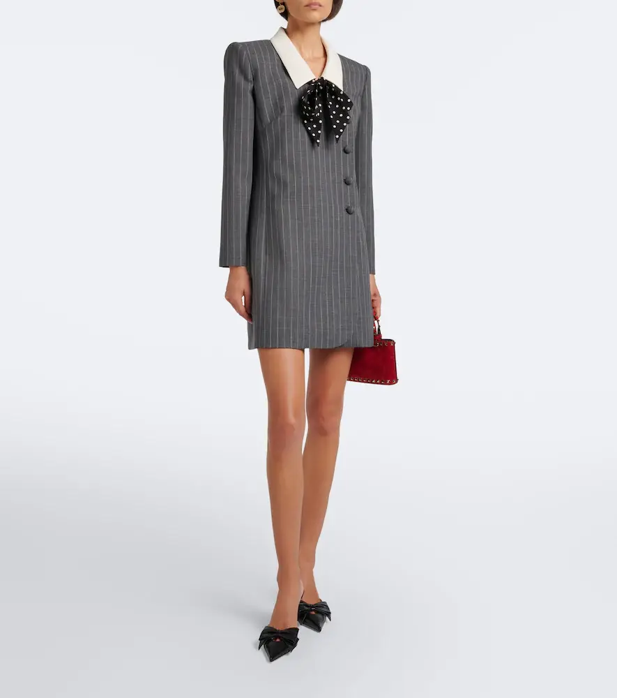 Valentino Garavani Bow-detail pinstripe virgin wool blazer dress | Thumbnail 4 Valentino Garavani Bow-detail pinstripe virgin wool blazer dress | Thumbnail 4