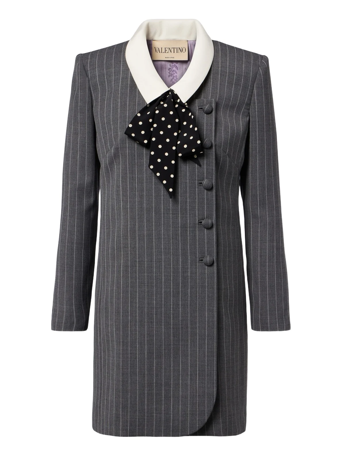 Valentino Garavani Bow-detail pinstripe virgin wool blazer dress