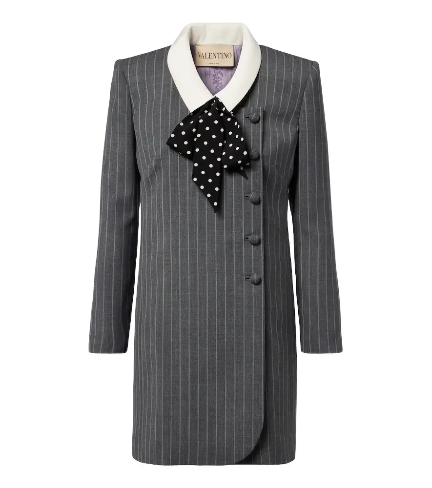 Valentino Bow-detail pinstripe virgin wool blazer dress | Image 1 Valentino Bow-detail pinstripe virgin wool blazer dress | Image 1